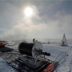 Engineering equipment in a snowy landscape