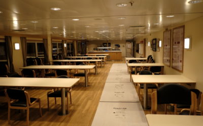A dining room with lots of table