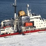 James Clark Ross moored at new Rothera Wharf