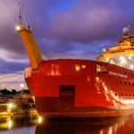 A large ship in a body of water